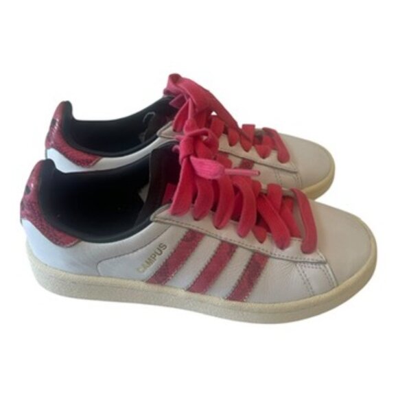Adidas Campus Women's White pink red Leather shoes sneakers size US 5 Medium fit - Picture 7 of 14